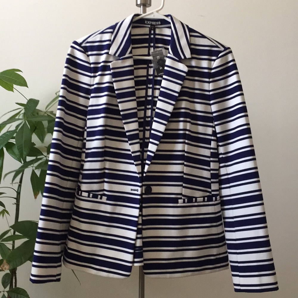 New w/ tags Express navy and white striped blazer